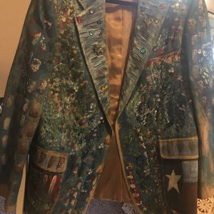 Beautiful hand painted Texas coat. This is a stunning one of a kind jacket.